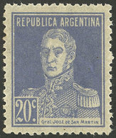 ARGENTINA: GJ.582, 20c. San Martín With Period, Perf 13¼, VF - Autres & Non Classés