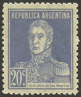 ARGENTINA: GJ.582, 20c. San Martín With Period, Perf 13¼, VF - Otros & Sin Clasificación