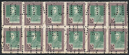 ARGENTINA: GJ.587O, 5P. San Martín, Round Sun Wmk, Block Of 12 Stamps With "INUTILIZADO" Perforations, VF Quality" - Autres & Non Classés