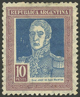 ARGENTINA: GJ.592, 10P. San Martín, Horizontal Honeycomb Wmk, Unused, Without Gum, VF - Other & Unclassified