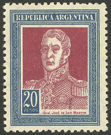 ARGENTINA: GJ.593, 20P. San Martín, Horizontal Honeycomb Wmk, Superb! - Otros & Sin Clasificación