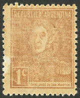 ARGENTINA: GJ.595SG, 1c. San Martín W/o Period, Printed On Gum, VF - Other & Unclassified