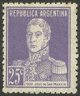 ARGENTINA: GJ.604c, 25c. San Martín W/o Period, With Variety Invisible Watermark, VF - Autres & Non Classés