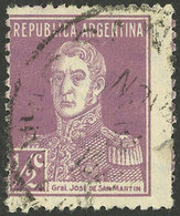 ARGENTINA: GJ.607, ½c. San Martín W/o Period, Perf 13¼, Used, VF Quality, Extremely Rare! - Otros & Sin Clasificación