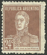 ARGENTINA: GJ.610, 24c. San Martín W/o Period, Perf 13¼, VF - Other & Unclassified