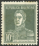 ARGENTINA: GJ.615, 10c. San Martín W/o Period, Printed On Ribbed Paper, VF - Other & Unclassified