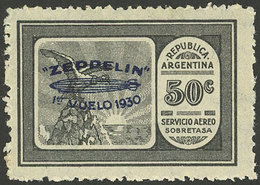 ARGENTINA: GJ.661, Airmail 50c. Zeppelin First Flight, Blue Overprint, VF - Altri & Non Classificati