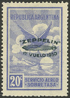 ARGENTINA: GJ.665, Airmail 20c. Zeppelin First Flight, Green Overprint, VF - Altri & Non Classificati
