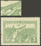 ARGENTINA: GJ.679a, 3c. Revolution Of 6 September 1930, With Variety "flag With Sun", Unused, Without Gum, VF Quality" - Other & Unclassified