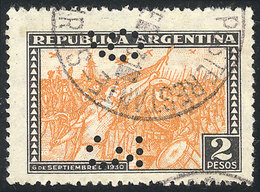 ARGENTINA: GJ.690O, 2P. Revolution Of 6 September 1930, With Numbers Perforation (date), VF Quality, Rare! - Autres & Non Classés