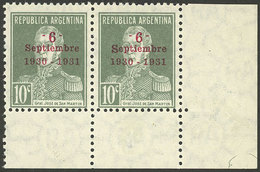 ARGENTINA: GJ.697a, 10c. 1st Anniversary Of The 1930 Revolution, Corner Pair, One With Small S And One With Large S, VF  - Otros & Sin Clasificación