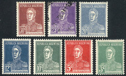 ARGENTINA: GJ.708/14, San Martín, Typographed, Cmpl. Set Of 7 Values, All The Stamps Mint With Gum Except For 25c. Value - Autres & Non Classés