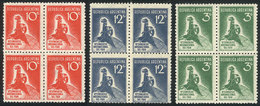 ARGENTINA: GJ.723/5, Congress Of Cold Techniques, Cmpl. Set Of 3 Values In Blocks Of 4, VF Quality - Other & Unclassified