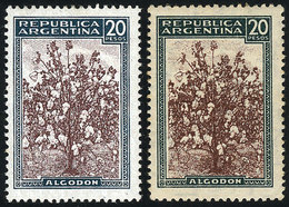 ARGENTINA: GJ.765A + 772, Cotton 20P., On Imported Unsurfaced Paper (MNH) And CHALKY PAPER (lightly Hinged) - Autres & Non Classés