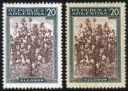 ARGENTINA: GJ.765A + 772, Cotton 20P., On Imported Unsurfaced Paper (MNH) And CHALKY PAPER (lightly Hinged) - Altri & Non Classificati