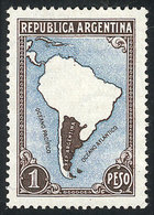 ARGENTINA: GJ.770, 1P. Map Without Borders, Chalky Paper, Unused, Without Gum, VF Quality, Low Start - Otros & Sin Clasificación