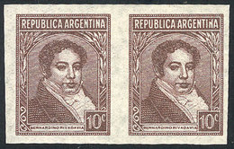 ARGENTINA: GJ.774AP, 10c. Rivadavia, Round Collar, Imperforate Pair, VF Quality - Other & Unclassified