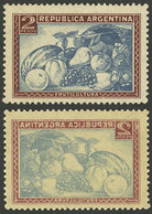 ARGENTINA: GJ.779, 2P. Fruit, National Unsurfaced Paper, Offset Impression On Back, VF Quality - Other & Unclassified