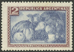 ARGENTINA: GJ.779d, 2P. Fruit, National Unsurfaced Paper, With Variety: Double Impression Of The Center, VF Quality - Autres & Non Classés