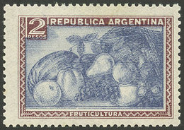 ARGENTINA: GJ.779d, 2P. Fruit, National Unsurfaced Paper, With Variety: Double Impression Of The Center, VF Quality - Other & Unclassified