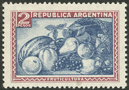 ARGENTINA: GJ.779d, 2P. Fruit, National Unsurfaced Paper, With Double Impression Of The Center Var., VF Quality - Autres & Non Classés