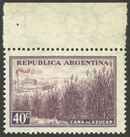 ARGENTINA: GJ.789, 40c. Sugar Cane, Straight Rays Wmk, With Sheet Margin, VF - Autres & Non Classés