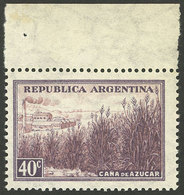 ARGENTINA: GJ.789, 40c. Sugar Cane, Straight Rays Wmk, With Sheet Margin, VF - Other & Unclassified