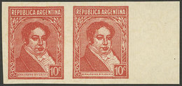 ARGENTINA: GJ.796F, 10c. Rivadavia, Forgery To Defraud The Postal Authorities, Imperf Pair With Sheet Margin, Unused, Wi - Autres & Non Classés