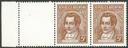 ARGENTINA: GJ.800CB, 5c. Moreno, Typographed, Chalky Paper, Pair With White Label And Sheet Margin, VF Quality - Autres & Non Classés