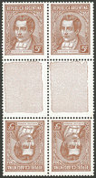 ARGENTINA: GJ.800TH, 5c. Moreno, Typographed, Chalky Paper, Tete-beche Block Of 4 With Lined Horizontal Gutter, MNH - Autres & Non Classés