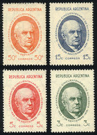 ARGENTINA: GJ.818/21, Centenary Of Sarmiento, Cmpl. Set Of 4 Values, The 15c And 50c. Values Are MNH, The Other 2 Lightl - Autres & Non Classés