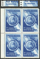 ARGENTINA: GJ.825a + 825b, 20c. UPU Congress, Block Of 4, One With "CURRFOS" Variety And Another One With "CORRFOS" Var. - Autres & Non Classés