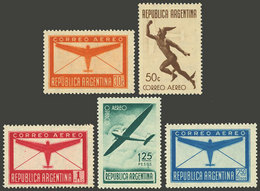 ARGENTINA: GJ.845/9, Airmail, Photogravure, Cmpl. Basic Set Of 5 Values, VF Quality - Autres & Non Classés