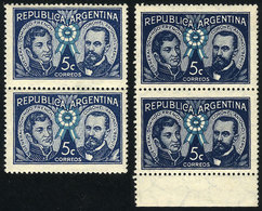 ARGENTINA: GJ.850, French & Beruti 5c., 2 Pairs In Different Shades, VF Quality - Autres & Non Classés