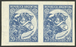 ARGENTINA: GJ.873P, 20c. Bull, Imported Unsurfaced Paper, Imperforate Pair, VF - Autres & Non Classés