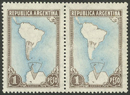 ARGENTINA: GJ.880, 1P. Map With Antarctica, Pair, One With Variety: Shading On Argentina Partially Omitted, VF Quality - Autres & Non Classés