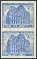 ARGENTINA: GJ.886P, 35c. Palacio De Correos Y Telecomunicaciones, Straight Rays Wmk, Imperf Pair, VF - Autres & Non Classés