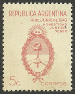 ARGENTINA: GJ.900, 5c. Movement Of 4 June 1943, Unsurfaced Paper, With Very Light And Almost Invisible Sun With Straight - Otros & Sin Clasificación