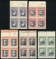 ARGENTINA: GJ.906/910, Postal Welfare, Set In Blocks Of 4 With Sheet Margin, MNH, VF Quality - Autres & Non Classés