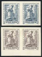 ARGENTINA: GJ.926, 5c. Unknown Soldier, Proofs In Gray-dun And Bluish Green, On Chalky Paper, Unwatermarked And Ungummed - Otros & Sin Clasificación