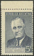 ARGENTINA: GJ.937SG, 5c. President Roosevelt, Gummed On Both Sides, Printed On Gum, With Sheet Margin, VF Quality - Autres & Non Classés