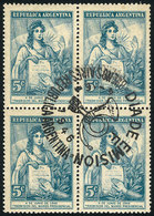 ARGENTINA: GJ.928, Transmission Of Presidential Power 5c., Block Of 4 With First Day Postmark, VF Quality - Autres & Non Classés