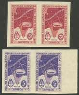 ARGENTINA: GJ.943P + 944P, 1st Antarctic Mail, Without Watermark, Cmpl. Set Of 2 Values, In Imperf Pairs, VF Quality - Autres & Non Classés