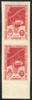 ARGENTINA: GJ.944P, 20c. 1st Antarctic Mail, Unwatermarked, Imperforate Pair With Sheet Margin, VF - Autres & Non Classés