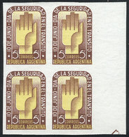 ARGENTINA: GJ.958P, 5c. Road Traffic Safety, Imperforate Block Of 4 With Sheet Margin, VF - Autres & Non Classés