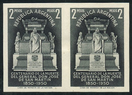 ARGENTINA: GJ.982, 2P. Centenary Of San Martín, Proof In Black, Unwatermarked And Ungummed, In Pair, VF Quality - Autres & Non Classés