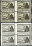 ARGENTINA: GJ.997 + 997A, 5c. Quinquennial Plan, In Dark Dun And Grayish Dun, In Blocks Of 4, VF - Autres & Non Classés