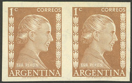 ARGENTINA: GJ.1003P, 1c. Eva Perón, Imperforate Pair, VF - Otros & Sin Clasificación