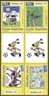 ARGENTINA: GJ.2674/7EN, Children's Drawings, Football World Cup, Set With 2 Gutters, VF - Other & Unclassified