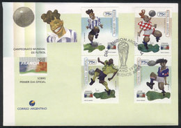 ARGENTINA: GJ.2883/6, France 98 Football World Cup, Set Of 4 Values On FDC Cover, VF Quality - Other & Unclassified